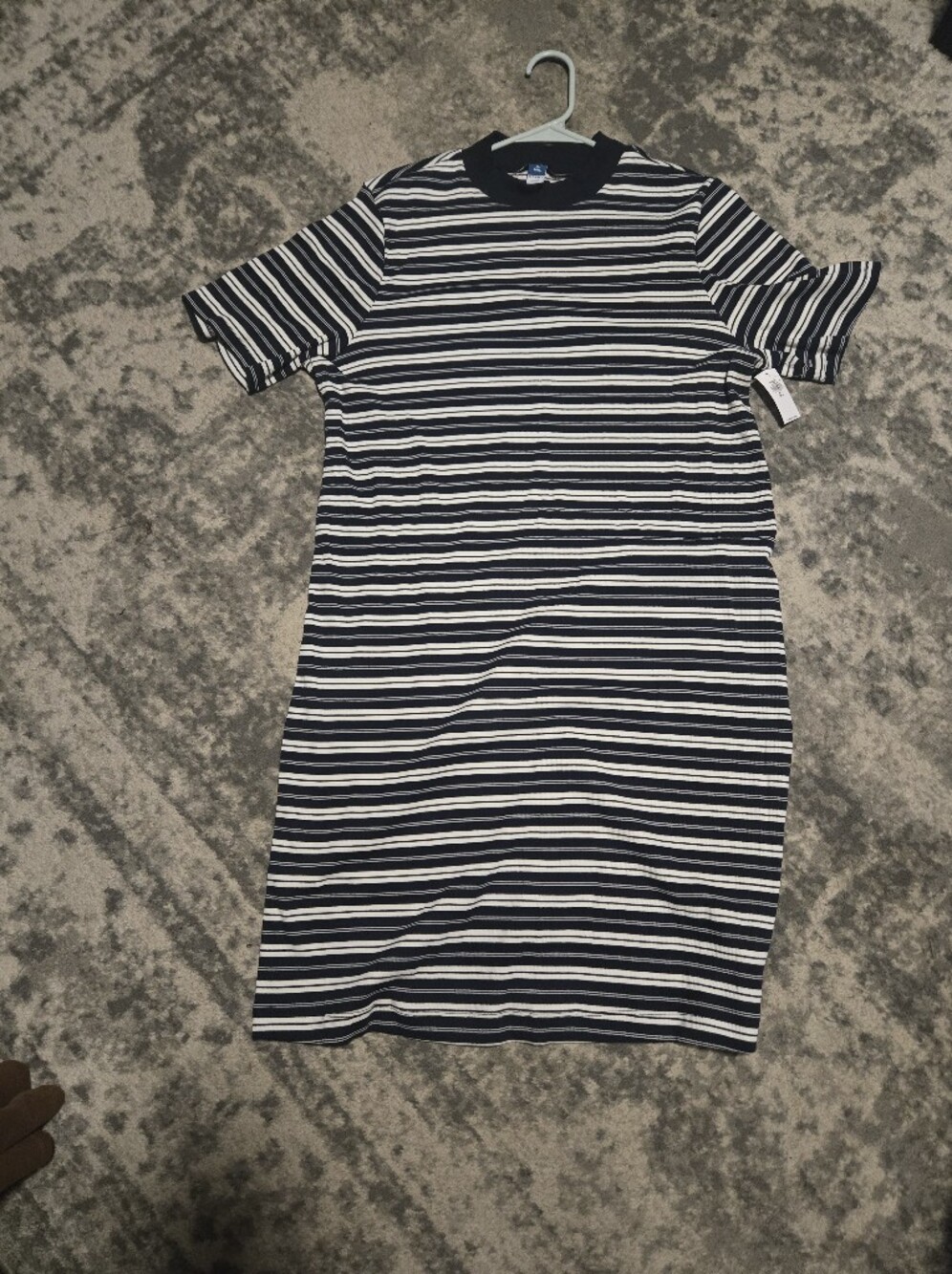 Old Navy Navy and White Striped Mockneck Dress